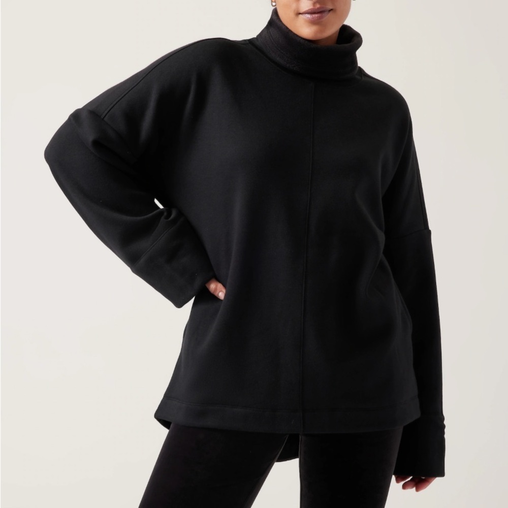 Athleta 2X Cozy Karma Funnel Neck Sweatshirt Black Preloved